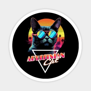 Retro Wave Abyssinian Cat Miami Shirt Magnet